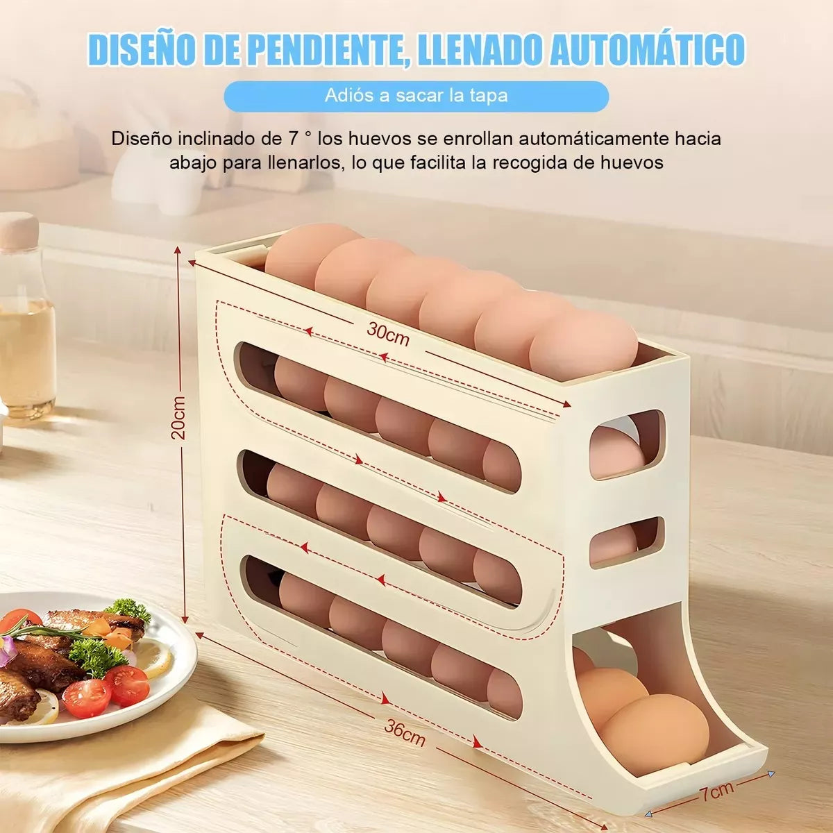 🥚 EggRoll™ – Dispensador Automático de Huevos – Organiza y Protege tus Alimentos