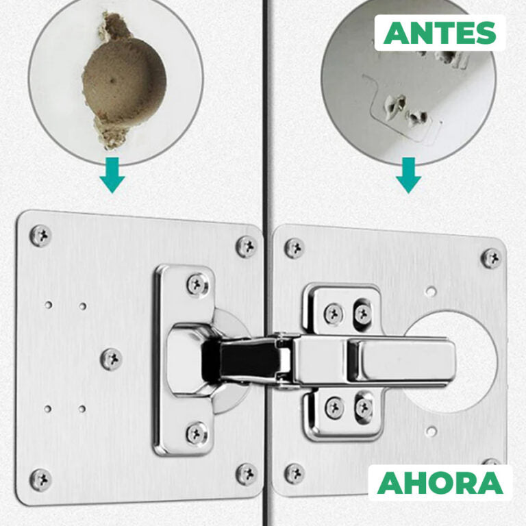 🔩 FixHinge™ – Kit 4 uds-Placa para Reparación de Bisagras – Refuerza Tus Muebles en Minutos